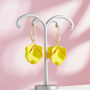 GGNO 1 par (Gul) Rose Petal Dangle Øreringe Lange etager Rose Flower