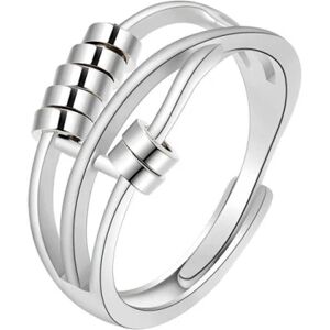 Justerbar anti-stress ring med drejelige små ringe Silver