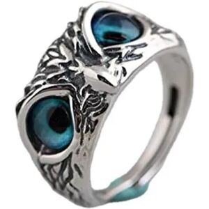 Justerbar Sterling Sølv Demon Eye Owl Ring, Demon Eye Owl Ring,