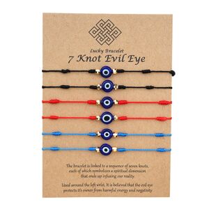 6 STK/SÆT Evil Eye Armbånd Lucky 7 Knot