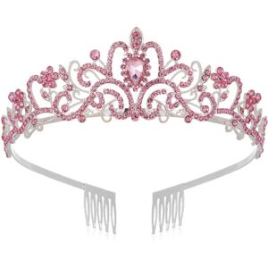 Crystal Rhinestone Crown Coiffure Crown Tiara PINK Pink