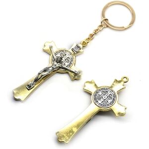 Saint Benedict Evil Protection Medal Cross Metal Nøglering Tro Nøglering Fra Jerusalem Beskyttelse Benedictus Charm