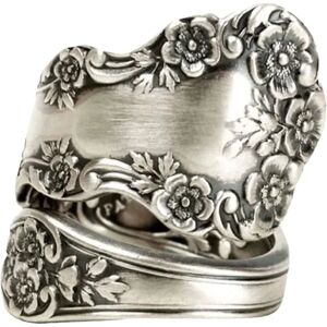 100% Apollo Vintage Sølv ske Ringe Til Kvinder Victorian Flower Open Justerbare Boho Floral Statement smykker - - 7