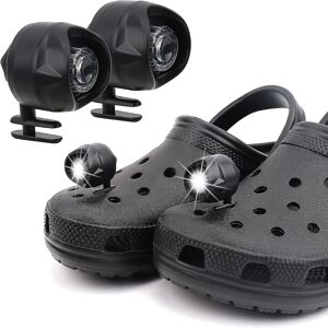 Lygter til Crocs 2 stk, Forlygter Lommelygter Tilbehør til Crocs, Forlygter Lygter Lommelygter til Crocks, Charm tilbehør til (sort)