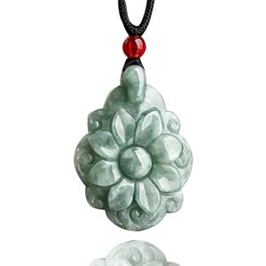 Vintage håndskåret blomsterhalskæde Naturlig Jade vedhæng halskæde til