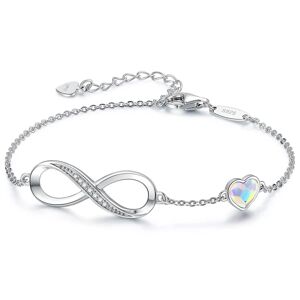 Infinity Heart Symbol Charm Armbånd Kvinder 925 Sterling Sølv