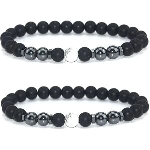 Heytea 2st Anti-Swelling Svart Obsidian Anklet Justerbar Lymfdränage Magnetisk Terapi Hematit Ankel Armband For Kvinnor Män Anti-Angst Yoga