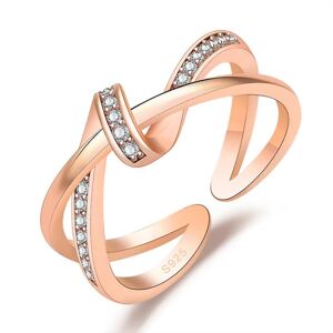 Ringe Crossover Ripple Med Zirconia Stones Cubic Wedding Promise Eternity Ring rose gold