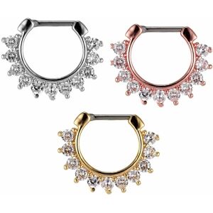 Diamant næseringe Septum Clicker Titanium guld