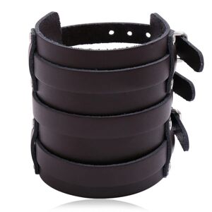 Herre læder bred tredobbelt strop manchet wrap Gauntlet armbånd Buck