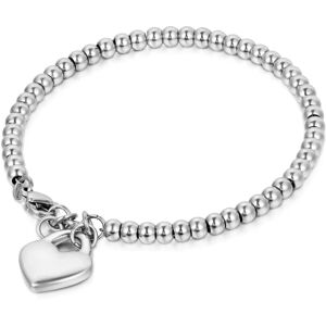 FLOWER LOST Kvinders rustfrit stål Love Heart Charm Beaded Ball Chain Armbånd Armbånd