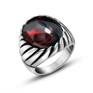 Creative Ring Fashion Trendy Mænds Retro Rød Sort Onyx Titanium Stål Ring størrelse 8