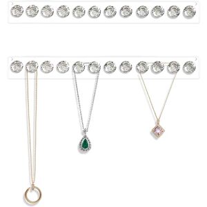 FLOWER LOST 2-pak halskæde bøjler Akryl halskæder Holder vægmonteret smykke arrangør hængende med 12 diamantformede kroge, smykke bøjler til halskæde