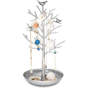 Heyone Sølv fugle træ smykker Stand Display Ørering halskæde Holder Organizer Rack Tower