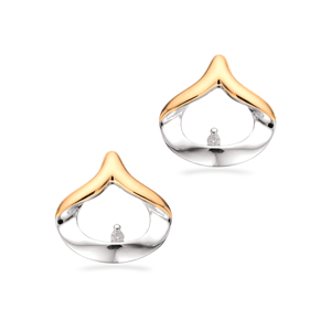 Scrouples Sterling Sølv Øreringe med 8 Karat Guld og Diamanter 0,02 Carat H/W