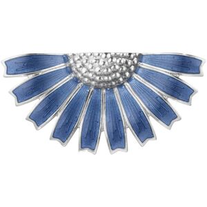 Georg Jensen Daisy Marguerit Sterling Sølv Broche med Blå Emalje