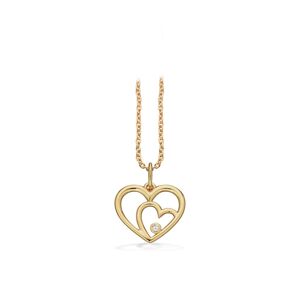 Dobbelt Hjerte 8 Karat Guld Vedhæng fra Scrouples med Brillant 0,0125 Carat H-W/SI
