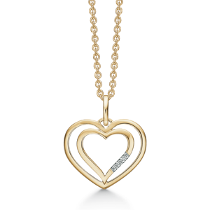 Hjerter 14 Karat Guld Vedhæng fra Støvring Design med Diamanter 0,015 Carat W/SI