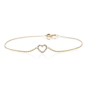 Hjerte 14 Karat Guld Armbånd fra Smykkekæden med Diamanter 0,07 Carat W/SI