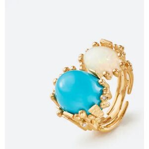 Boho 18 Karat Guld Ring fra Ole Lynggaard med Opal, Turkis og Diamanter 0,05 Carat TW/VS