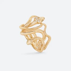 Medusa Snake 18 Karat Guld Ring fra Ole Lynggaard med Diamanter 0,03 Carat TW/VS
