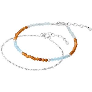 Pernille Corydon Ocean Flow Box 2 Bracelets Sterling Sølv Armbånd med Aquamarin Og Karneol