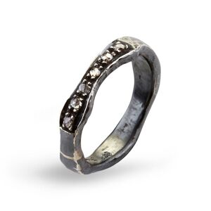 By Birdie Heritage Silver Wave Sterling Sølv Ring med Diamanter 0,18 Carat