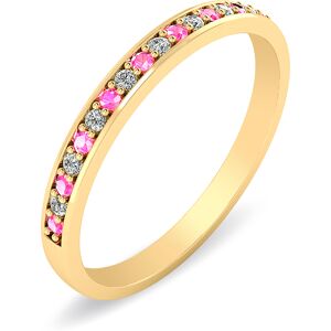 Henrik Ørsnes Design Smykkekæden Garder 14 Karat Guld Ring med Pink Safir og Diamanter 0,08 Carat W/SI