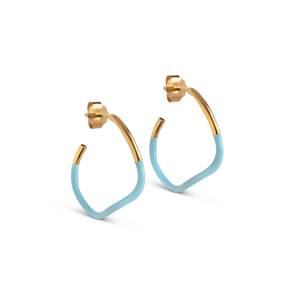 Enamel Sway Hoops Icy Blue Øreringe i Forgyldt Sølv med Emalje