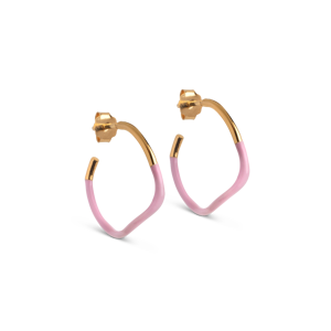 Enamel Sway Hoops Light Pink Forgyldt Sølv Øreringe med Emalje