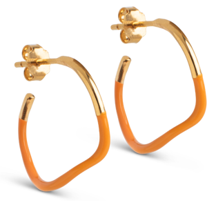 Enamel Sway Hoops Orange Forgyldt Sølv Øreringe med Emalje