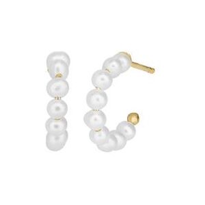 By Biehl byBiehl Mini Pearl Hoops Forgyldt Sølv Øreringe med Perler