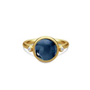 Julie Sandlau Prime ring forgyldt m. Safir blå krystal