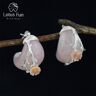 Lotus Fun Pendientes finos de piedra natural de plata de ley 925 auténtica con flor de ciruelo vintage para mujer