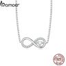 Collar de cadena corta BAMOER Infinity Love Family Forever para mujer, joyería de moda de Plata de Ley 925 con circonita transparente