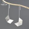 Lotus Fun Long Hanging Inusual 18K Oro Simple Origami Arte Colgantes Pendientes para Mujeres 925 Plata de Ley Joyería Fina