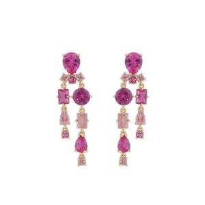 Snö Of Sweden Ellie Pendant Earring – Gold/Mix Fuchsia