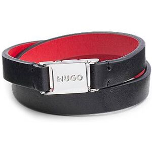 HUGO Double-wrap Italian-leather cuff with branded closure