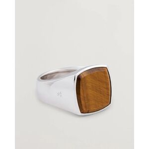 Wood Cushion Tiger Eye Ring Silver - Hopea - Size: 18cm 19,5cm - Gender: men