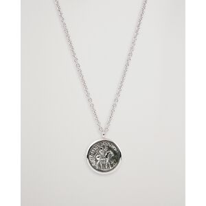 Wood Coin Pendand Necklace Silver - Ruskea - Size: One size - Gender: men