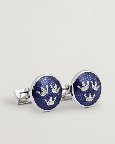 Skultuna Cuff Links Tre Kronor Silver/Royal Blue