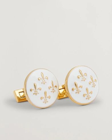 Skultuna Cuff Links Fleur de Lys Gold/Ivory White