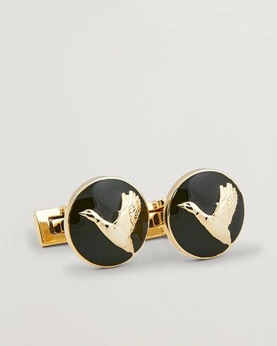 Skultuna Cuff Links Hunter Flying Duck Gold/Green