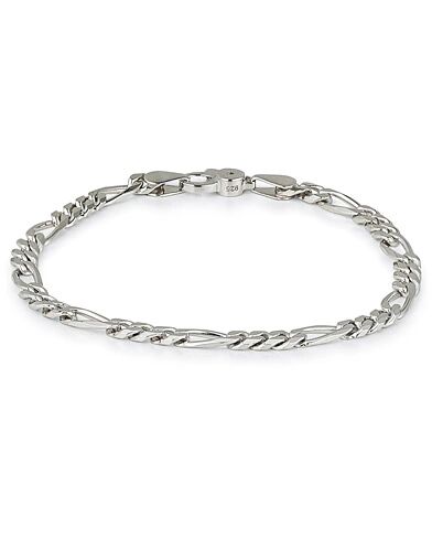 Wood Figaro Thick Bracelet Silver