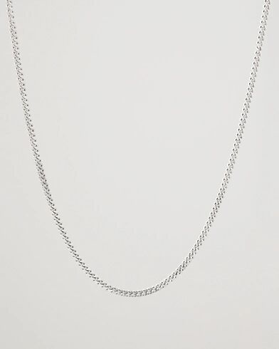 Wood Curb Chain M Necklace Silver