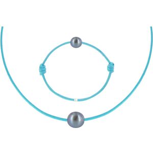 LES POULETTES BIJOUX Set Collier et Bracelet Lien La Perle Noire des Poulettes - Colors - Turquoise