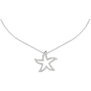 LES POULETTES BIJOUX Collier Argent Rhodie Pendentif Etoile de Mer et Strass