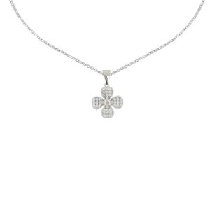 LES POULETTES BIJOUX Collier Fleur Pendentif Argent Rhodie et Strass