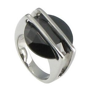 LES POULETTES BIJOUX Bague Argent Soucoupe Noire en Zirconium