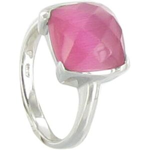 LES POULETTES BIJOUX Bague Argent et son Carre Oeil de Chat Facetee Rose